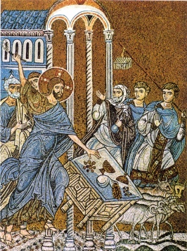 Mosaic in the Cathedral Basilica of Santa Maria Nuova di Monreale,  Sicily. 12th century.